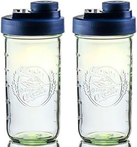 Brewing America Mason Jar Drinking Cup Pint and Half Drinking Lid and Azure 24oz Jar (2, Old Glory Blue)