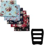 Mantieqingway Cotton Floral Handkerchiefs for Men 5 PCS Pocket Squares with 1 Holder, for Wedding Party Tuxedo Suit Jacket (Style 7)