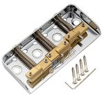 Wilkinson WTBS Short Telecaster Bridge Compensated Brass Saddles for Vintage Humbucker Tele Style Electric Guitar, Chrome