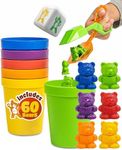 Skoolzy Counting Bears and Stacking Cups , 70 Pcs Color Sorting Toys for Toddlers 1-3 and Above, Math Learning Educational Toys, Classroom Must Haves