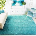 Super Soft Fluffy Heavy Quality Microfiber Rectangular Carpets Rugs Shaggy For Living Room, Bedroom Thickmness 5 Cm (5X7 Feet | 60X84 Inches, Aqua Green)