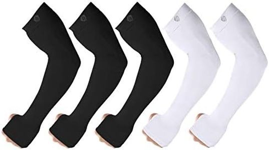 SHINYMOD 5 Pairs Compression Sleeves for Arms Cooling UV Sun Protection UPF 50 Arm Sleeve for Men Women
