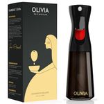 FLAIROSOL Olivia Oil Sprayer for Cooking, 200ml Glass Olive Oil Sprayer, Continuous Cooking Spray Dispenser with Portion Control for Kitchen, Air Fryer, Salad(Black Bottle, Gold Print)