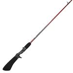 Zebco Z-Cast Casting Fishing Rod, 5-Foot 6-Inch 2-Piece Durable Z-Glass Fishing Pole, Comfortable EVA Pistol-Grip Rod Handle, Shock-Ring Guides, Medium-Light Power, Red