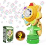 PANACARE Sunflower Bubble Machine for Kids Automatic Bubble Blower 5000+ Bubbles/Rechargeable Battery/Bubble Solution Bubble Toy Gift Suitable for Outdoor Party Wedding Birthday Sunflower Night Light