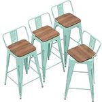 Andeworld 24 Inch Swivel Bar Stools Set of 4 Counter Height Stools Industrial Metal Barstools (24 inch, Distressed Blue)