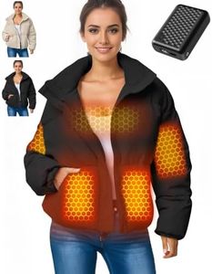 Women Short Heated Jacket Battery Pack Included Puffy Warm Coat North Regalos Para Mujer Navidad Cumpleaños Mi Novia 14 Febrero San Valentín North Country People Face 2025 Fashion Trendy Navy Blue