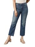 GO COLORS Women Solid Blue Denim Mid Rise Stretchable Mini Flare Jeans