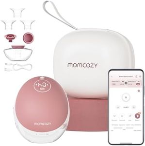 Momcozy Tiralatte a Mani Libere Mobile Flow | Aggiornamento M9, Controllo Elettrico e App, Multi-Modalità e 15 Livelli, Pompa Indossabile 24mm (2, Rosso)