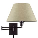 Kira Home Cambridge 13" Swing Arm Wall Lamp - Plug in/Wall Mount + Latte Mocha Fabric Shade, 150W 3-Way + Cord Covers, Black Finish