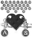 Brick matching couple heart keychain, personalized couple keychain with full letters A-Z, Valentine's Day gift, Christmas, birthday, and boyfriend/girlfriend gift.