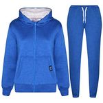 A2Z 4 Kids Plain Tracksuit Contrast Fleece Hoodie with Joggers - T.S Contrast Trim Royal & Grey, 11-12 Years