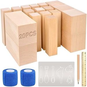 25 pcs Whittling Wood Blocks Wood Carving Kit with 3 Different Sizes,Whittling Wood Carving Basswood for Wood Carving Set Wood Carving Wood (4inch)