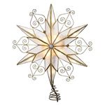 Kurt Adler UL3110 10-Light 6-Point Capiz Star Treetop with Scroll Design