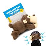 BarkButler BOH The Bear: Brown Plush Dog Toy, Squeaker Inside, Super Soft & Durable Fabrics, Machine Washable - Soft Toys, Dog Toys for Large Dogs (0-20kgs)