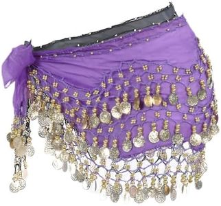 EIHI Cinturón de Danza Oriental para Mujer, Falda Baile Flamenco,Shakira,niña, pañuelo Danza del Vientre Belly Dance Silk Pañuelo de Lentejuelas Bufanda Disfraz（Púrpura）