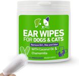 PUMBLER Pet Ear Wipes for Dogs & Cats - Gentle and Effective Ear Cleaning Solution - Remove Dirt, Wax and Odor - 50 Count Dog Ear Relief Finger Wipes