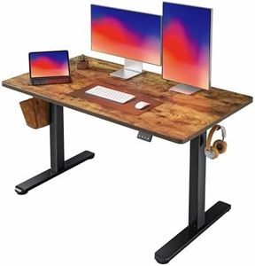 FEZIBO Height Adjustable Electric Standing Desk, Rising Desk, 120 * 60 cm Stand up Table, Sit Stand Home Office Desk with Splice Board, Black Frame/Vintage Brown top