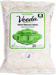 Veeda 100% Natural Cotton Feminine Wipes - Unscented Wet Wipes for Women - Safe Cleansing Cloths for Sensitive Skin - pH balanced & Hypoallergenic - 20 Count