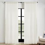 XTMYI Extra Wide Curtains 70 in Width for 72 Inch Window,Pleated Back Tab Linen Semi Sheer Full Length Curtains for Living Room Sliding Glass Door 2 Panel Set,72x90,70x90,6FT x 90 Inches Long,Cream