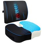 EcoNour Gel Seat Cushion & Lumbar Support Pillow | Back Support for Office Chair, Gaming, Wheel Chair & Car Seat | Gel Seat Cushion for Back and Butt Support, Tailbone, Sciatica & Coccyx Pain Relief