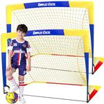 Dimples Excel Soccer Goal Kids Soccer Net for Backyard, 2 Set (4' x 3', Blue Yellow)