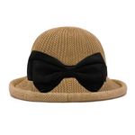 VRITRAZ Cloth Bow Breathable Kids Hat for Boys and Girls, Summer Sun Protection, 6 to 14 Years (Bow Brown)