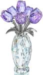 H&D HYALINE & DORA Crystal Rose Purple Flower Figurine,Rose Gifts for Mom Wife Grandma,Glass Flower Collectible Ornament Valentines Day Mother's Day