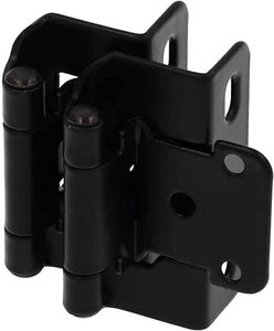 Decobasics 1/2" Overlay Semi Partial Wrap Around Kitchen Cabinet Hinges (5 Pair -10 Pack) - Self Closing Matte Black Cabinet Hinges for Kitchen Cabinets w/Cupboard Silicon Bumpers & Upgraded Screws