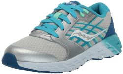 Saucony Kids Girls Wind A/C 2.0 Running Shoe, Turq/Silver, 6 M US