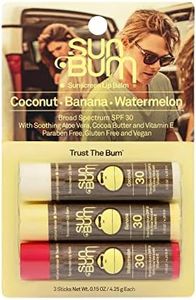 Sun Bum SPF 30 Triple Pack Sunscreen Lip Balm Set, Watermelon, Coconut and Banana flavour, Vegan and Cruelty Free, Broad Spectrum UVA/UVB Lip Care