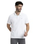 Jockey AM38 Mens Microfiber Fabric Solid Half Sleeve Polo T-Shirt_White_L