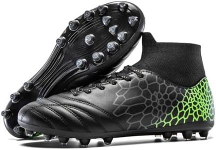obeacurve Men's Womens High-top Slip-on Soccer Cleats Black/Green
