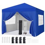 Yaheetech Pop-Up Gazebo 3x3m with 4 Removable Side Panels, Silver-costed Oxford Marquee Canopy with Wheeled Bag & Sandbags, Metal Frame Shelter Tent for Outdoor Garden Party Camping, Blue