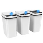 Kssvzz 3 Pack Small Motion Sensor Bathroom Bins with Lid, 10L Smart Waste Paper Basket, Slim Automatic Toilet Rubbish Bin, Touchless Trash Can for Bedroom, Office, Living Room (White)