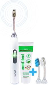 emmi®-dent Metallic Cepillo de Dientes Eléctrico Ultrasónico (Set Básico Blanco) I Ideal para Dientes y Encías Sensibles I Cepillado Óptimo sin Frotar I Hasta 12 Días de Batería