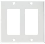 Leviton 80409-W 2-Gang Decora/GFCI Device Decora Wallplate, Standard Size, Thermoset, Device Mount, White, 25-Pack