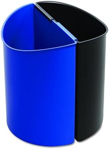 Safco, Deskside Double Recycling Trash Can with 2 Latching Receptacles, Black and Blue, 3 Gallons Each