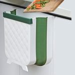 HUAPPNIO Kitchen Bin, Hanging Trash Can for Cupboard Door Foldable Wall Mounted Plastic Waste Bin 10L Green