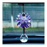 CGEAMDY Car Rear View Mirror Pendant, Auto Rear View Mirror Decoration, Lucky Crystal Flower Interior Auto Decoration, Car Bling Crystal Ornament, Car Accessories, for Rear View Mirrors (Purple)