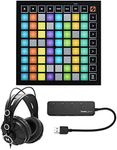 Novation Launchpad Mini MK3 Grid Controller for Ableton Live Bundle with Headphones and 4 Port 3.0 USB Hub (3 Items)