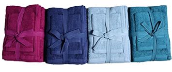 SENSES by Riba 350 GSM Cotton Towel Set | 4 Sets X 3 Pc Towels (12 pcs Towel Set) in Navy, Burgundy, Dark Teal and Light Blue