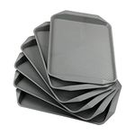 Xyskin Set of 6 Plastic Fast Food Serving Trays, Kitchen Food Serving Tray, Grey