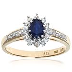 Naava’s 9 Ct Gold Rings for Women - Premium Quality Engagement Rings for Women Embellished with Sapphire and Diamonds - Stunning and Durable Wedding Rings for Women - Branded Box Included