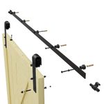 TOIMIOTOIM 6.6FT Sliding Barn Door Hardware Kit for Single Doors Heavy Duty Sturdy, Smoothly and Quietly, Fit 1 3/16-2" Thickness Door Panel - Black(J Shape Hanger)