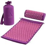 Navaris Acupressure Mat and Pillow Set - Acupuncture Mat for Back, Neck, Shoulders, Muscles, Relaxing - Includes Carry Bag - Berry