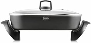 Sunbeam DuraCeramic Large Frypan, Electric Non-Stick Frying Pan with Lid, 2400W, Fry, Roast, Bake, Baste & Slow Cook, Variable Temperature Settings, Tilt & Baste Lever, Charcoal Grey