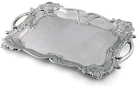 Arthur Court Designs Aluminum Fleur-De-Lis Rectangle 19 inch x 13.5 inch