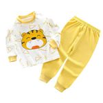 Bold N Elegant Summer Cotton Fruit Print Kids Tshirt Shorts Full Pant Pajamas Joggers for Baby Boy Girl (0-6 Months, Yellow)