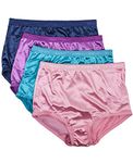 Barbra Lingerie Satin Panties S to Plus Size Womens Underwear Full Coverage Brief Multi-Pack (4 Pack- Grape, 4XL)